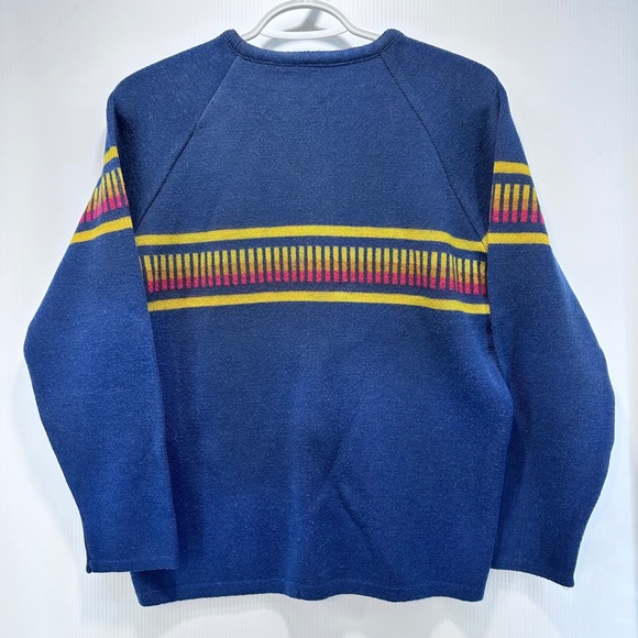 Vintage Lido of California Sweater‎ Mens Medium Blue Striped Wool Acrylic Blend - Picture 2 of 7